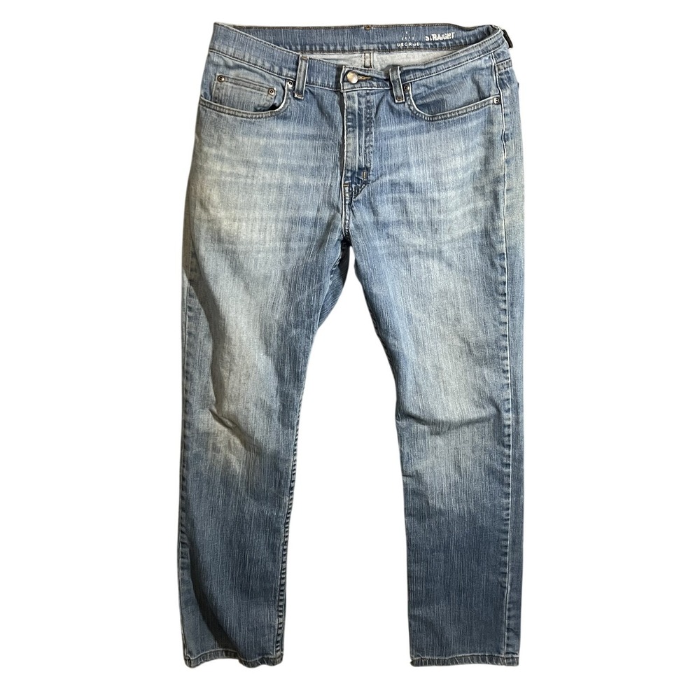 George‎ Men's Straight Fit Jeans Size 32x32 Blue Denim Light Wash Stretch